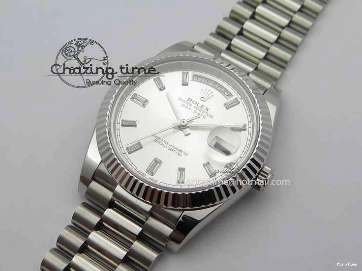 MiroTime 0423 Unisex Day Date 40mm SS BP Maker Best Edition Silver Dial Diamond Markers On SS Bracelet ETA 3690